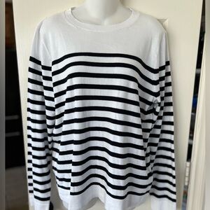 J. Crew Black and White Striped Blouse